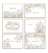 SLAPAFLIFE Floral Thank You Cards with Envelopes, 48 Pack - 4x6 Inches, Perfect for Baby Shower, ...