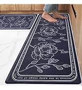 ROTTOGOON Kitchen Floor Mat Set of 2, Cushioned Anti Fatigue Kitchen Mat 17"x47"+17"x29", Non-Sli...