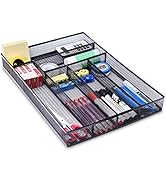 WuGeShop Desk Drawer Organizer with 6 Compartments, Mesh Drawer Organizer Tray for Stationery, Of...