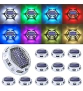 Solar Deck Light Outdoor, 12 Pack 9 Colors in 1 Solar Driveway Dock Lights, IP67 Waterproof Solar...