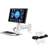 MED02 Medical Wall Mount Workstation with Folding Keyboard Tray | Large Sliding Mouse Pad | Heigh...