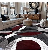 Rugshop Red Modern Geometric Indoor Large Area Rug, Overlapping Circle Pattern, 7'10