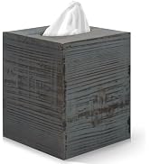 Tissue Box Cover Square, Wood Tissue Box Cover with Slide Bottom, Rustic Farmhouse Wooden Tissue ...
