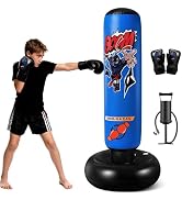 NIBBaNACAL Punching Bag for Kids 8-12, 63" Ninja Inflatable Boxing Bag with Gloves, Kids Punching...
