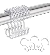 Amazer Plastic Shower Curtain Hooks, Shower Curtain Hooks, Double Shower Curtain Hooks Clear Show...