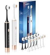 Aneebart Sonic 2 Pack Electric Toothbrush for Adults, Travel Toothbrush Includes 12 Replacement T...