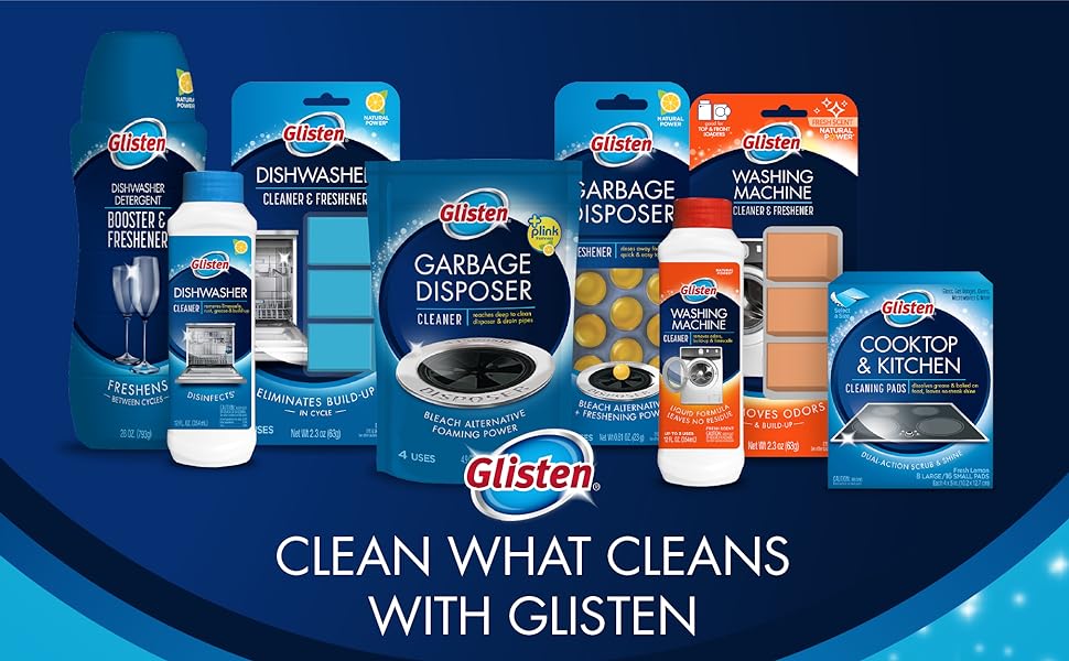 Clean What Cleans with Glisten; dishwasher cleaner, washing machine cleaner, disponer cleaner & more