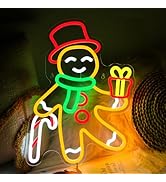 Gingerbread Man Neon Sign, Dimmable LED Christmas Neon Sign, Gingerbread Man Light Up Sign for Wa...