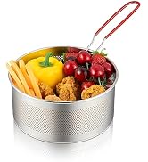 ChimimeDecor Deep Fryer Basket, Round Stainless Steel Frying Basket with Long and Detachable Heat...