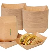 5LB Extra Large Kraft Paper Food Trays, 100 Count Disposable Nacho Trays & Serving Baskets for Sa...