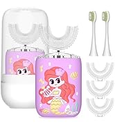 yeklike Kids Electric Toothbrush U-Shaped Ultrasonic,6 Brush Heads Five Cleaning Modes IPX7 Water...