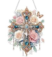 Bowetile Hanging Diamond Art Cross Kits for Adults Beginners, 5D Special Shape Diamond Painting F...