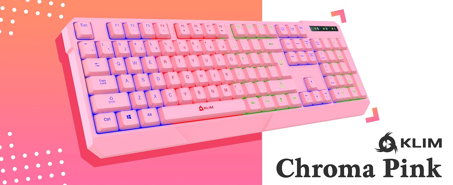 KLIM Chroma pink wireless keyboard pink gaming keyboard pink keyboard