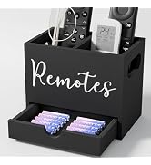 First-zgel Remote Control Holder, TV Remote Holder with Drawer, Wood Remote Control Organizer for...