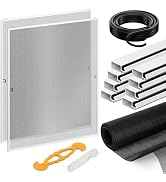 2 Pack White Window Screen Frame Kit with Aluminum Frames Up to 46" X 46" | 46"X99" Heavy Duty Po...