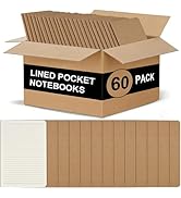 ZCZN 60 Pack Kraft Pocket Notebooks Bulk, 3.5 X 5.5 Inches Lined Paper Journaling Notebooks, 30 S...
