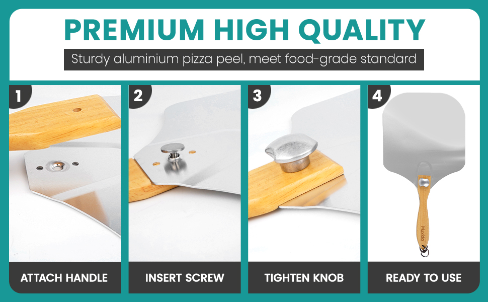 aluminum foldable and easy pizza making peel with bag
