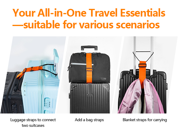 multiple usage: add a bag/coat/blanket and connect two suitcases