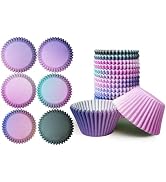 qiqee Jumbo Cupcake Liners 300PCS Gradient Cupcake Cups 6 Designs Cupcake Papers Baking Cups Cupc...