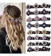 Sparkling Crystal Stone Braided Hair Clover Clips for Thick Thin Hair, Girls / Women Hair Accesso...