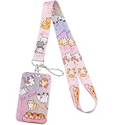 Juanooo Cute Dog Cat Lanyard ID Badge Holder for Keys for Girl Women Teacher Aesthetic School Pre...