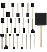 conda 25 Pack Different Size Assorted Foam Brush Set Wood Handle Paint Brush Set