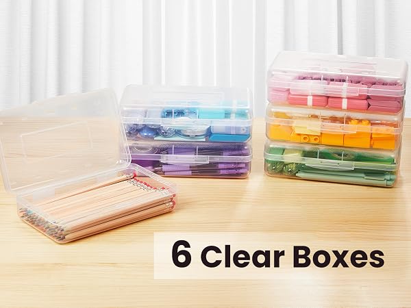 6 pack pencil box clear plastic