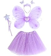 TENDYCOCO Fairy Girls Dress Up Costume- Butterfly Fairy Wings, Tutu, Headband Costume Set for 3-8...