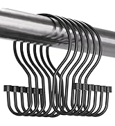 Bathway Shower Curtain Hooks Black Shower Curtain Rings, Simple Double Hook Shower Curtain Hooks ...