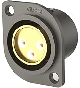 Viborg XLR Socket Chassis, Gold Plated Pure Copper XLR Socket Panel Mount XLR Plug Jack, PTFE Ins...