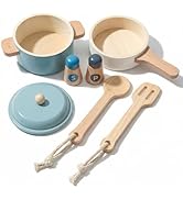 WoodenEdu Premium Toddler Play Kitchen Toys, Wooden Kitchen Utensils, Accessories for Pretend Pla...