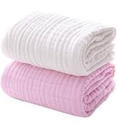 MUKIN Baby Bath Towels, Super Soft Cotton Receiving Blanket for Baby's Delicate Skin,2Pack Swaddl...