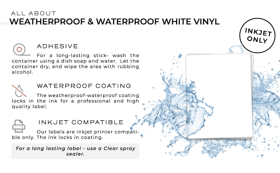 waterproof white vinyl sheet labels printable