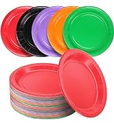 Amcrate Paper Dinner Plates, 8 1/2 Inches Paper Plates Disposable, Colorful Disposable Plates for...