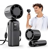 Portable Handheld Turbo Fan, 5000mAh USB-C Rechargeable Mini Pocket Fan with 1-100 Speeds, LED Di...