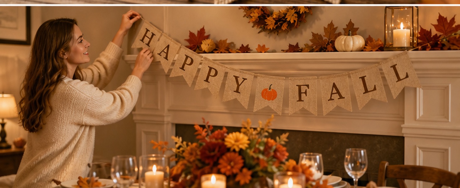 Happy Fall Pumpkin Burlap Banner