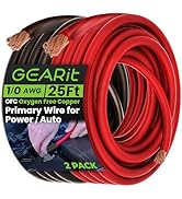 GEARit 1/0 Gauge Wire Oxygen Free Copper OFC (25ft Each- Black/Red Translucent) 0 AWG - Primary A...