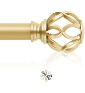 TVWOO Gold Decorative Farmhouse Curtain Rods:36-88" Adjustable Heavy Duty Single Window Curtain R...