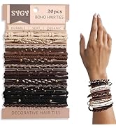 20 PCS Boho Hair Ties, Bracelets Hair Ties for Thick or Thin Hair, 5 Styles Boho Ties for Ponytai...
