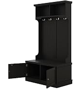 Donext 4-in-1 Hall Tree, With Storage Shoe Bench for Entryway and Hallway, Design Coat Racks with...