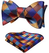 Bow Ties for Men Check Plaid Self Tie Bow Tie and Pocket Square Bowtie Formal Tuxedo Wedding Bowt...