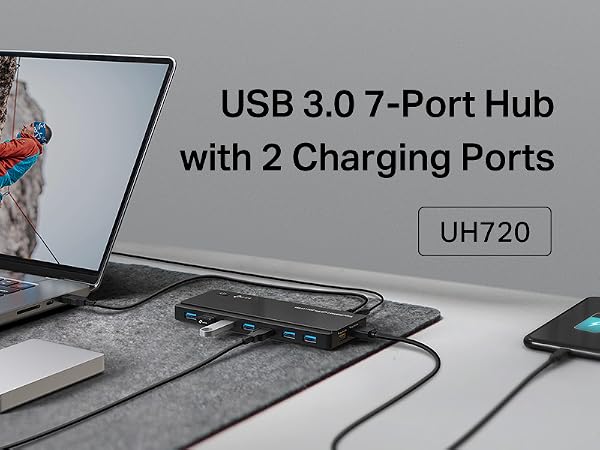 USB 3.0 7-Port Hub with 2 Charging Ports