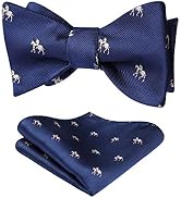 HISDERN Self Tie Bow Ties for Men Animal Fun Bowties Pocket Square Woven Silk Bowtie Handkerchief...