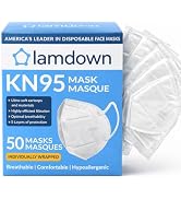 Lamdown (50-Pack) KN95 Face Masks, Individually Wrapped, Premium Disposable Dust Mask, White