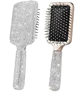 Frinnovan 1 Pack Rhinestone Hair Brush Detangling Bling Detangle Massage Sparkle Compact Comb Cry...