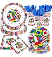 Soccer Party Supplies Disposable Tableware Set, Serves 24 Guests, 2026 North America Internationa...