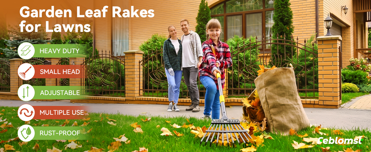 rake leaf rakes lawns heavy duty leaves yard garden tools gardening metal steel long handle