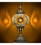 Marrakech Moroccan Mosaic Lamp Turkish Table Lamp, Handmade Turkish Light with Glass Shard and Br...
