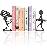 ENCIMART People Bookends Decorative Metal Book Ends for Shelves, Kitchen Bookends for Heavy Books...
