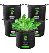 VIVOSUN 5-Pack 5 Gallon Grow Bags Heavy Duty 300G Thickened Nonwoven Plant Fabric Pots with Handles
